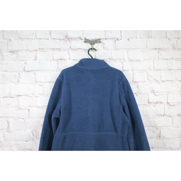 LL Bean Navy Polyester Smooth Rugged Sweater Fleece Full-Zip Jacket L Pet - Picture 7 of 9